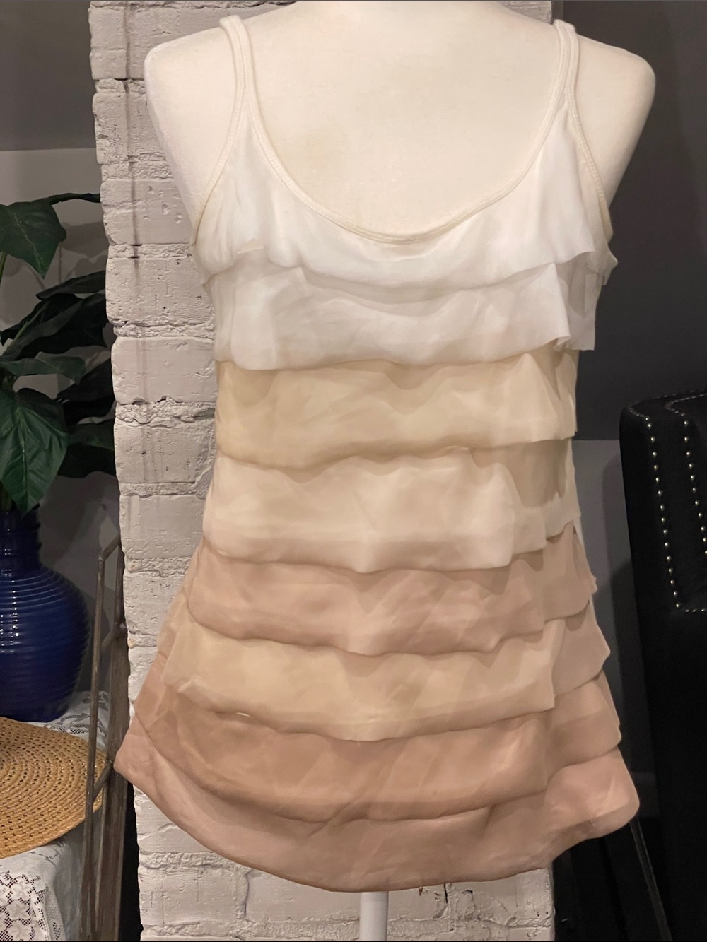 New York & Company Neutral Ombre Layered Ruffle Camisole